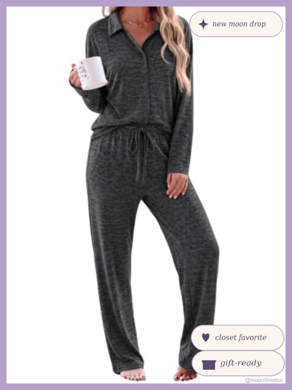 Ekouaer Womens Pajama Set Long Sleeve Button Down Lounge Set with Pockets